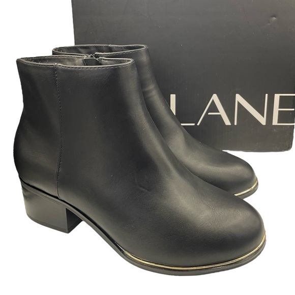 Lane Bryant wide classic leather black ankle boots with metallic trim Size  8W